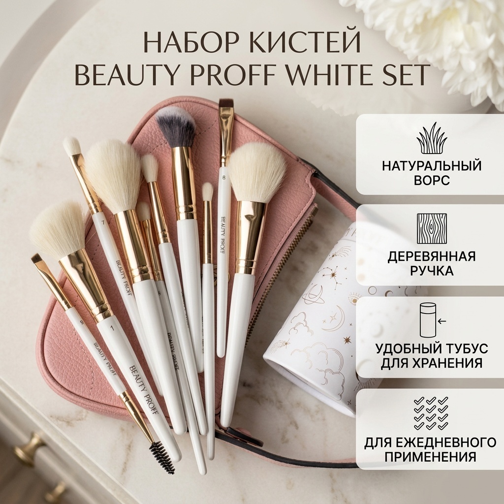 BEAUTY PROFF BEAUTY PROFF НАБОР ИЗ 10 КИСТЕЙ WHITE SET 3