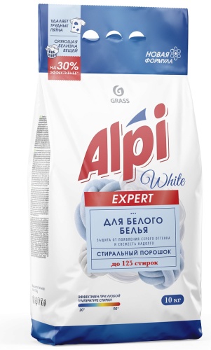 Grass для белых и светлых тканей Alpi Expert White Синтетическое моющее средство порошкообразное 10 кг