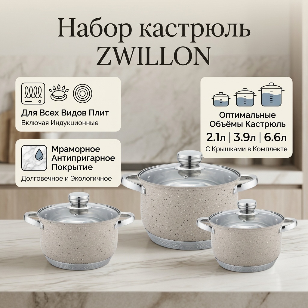 Набор кастрюль ZWILLON 6 в 1