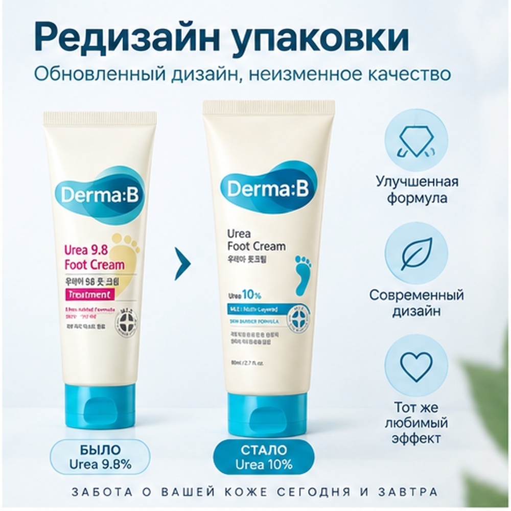 Derma-B Urea 9.8 Foot крем для ног 80 мл, фото 2
