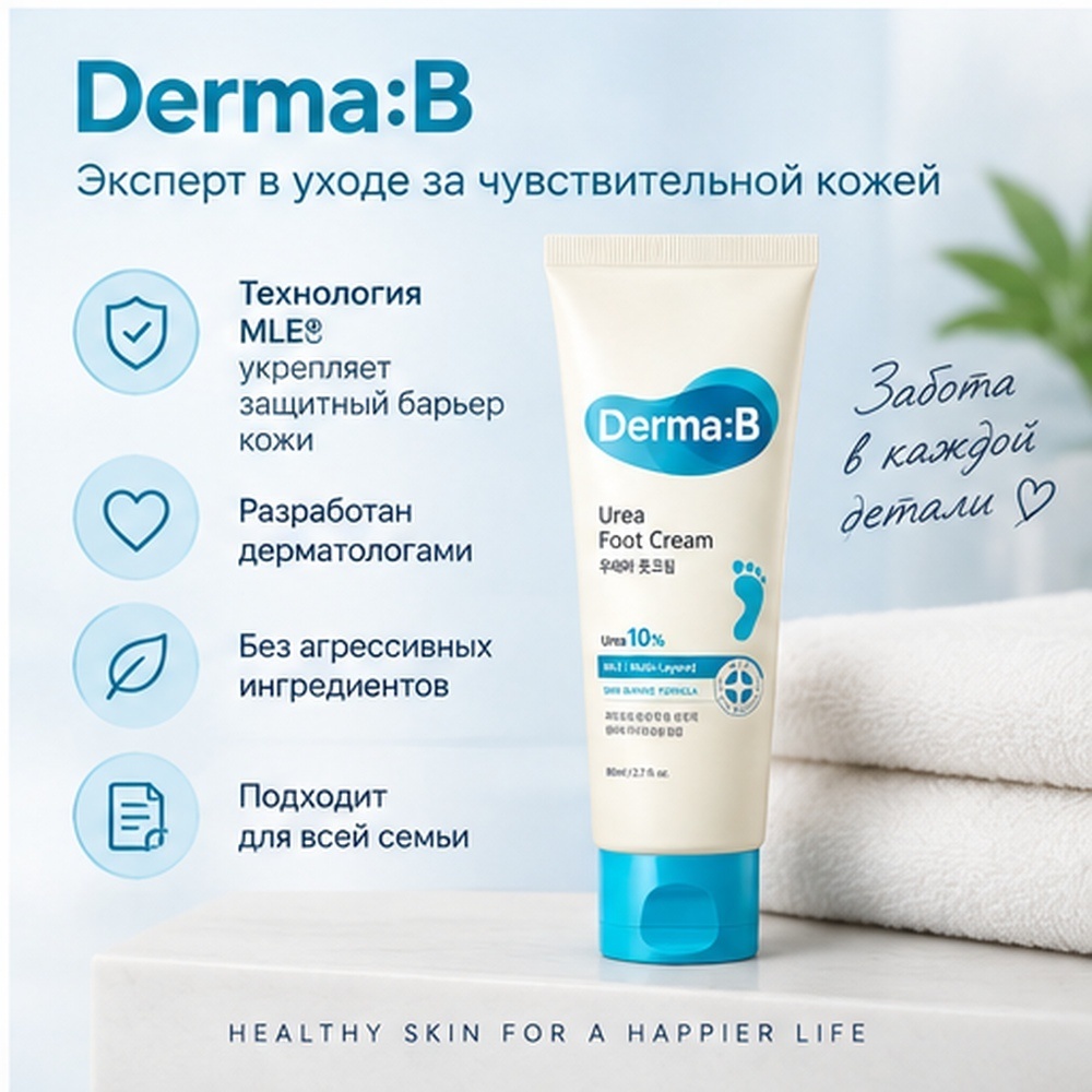 Derma-B Urea 9.8 Foot крем для ног 80 мл, фото 6