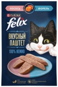 КОРМ FELIX ДЛЯ КОШЕК ПАШТЕТ ЛОСОСЬ/ФОРЕЛЬ 75ГР Д/П