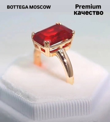 Кольцо BOTTEGA MOSCOW 290248981 размер 19 бижутерный сплав, цирконий, золотистый
