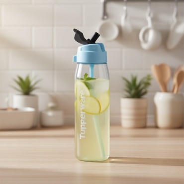 Бутылка Tupperware 0.75 л прозрачный, крышка с трубочкой, пластик