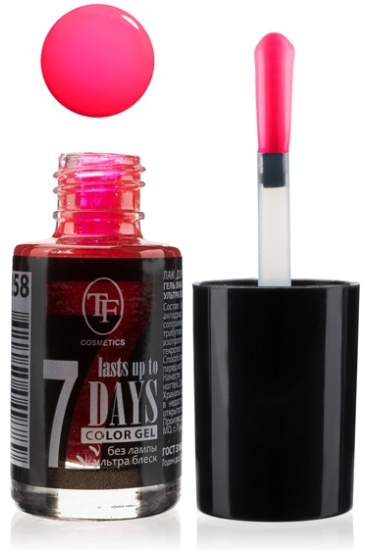 TF cosmetics лак лак Лак-Гель без UF лампы COLOR GEL lasts up to 7 DAYS №258 красный с блёстками,8 мл 8 мл