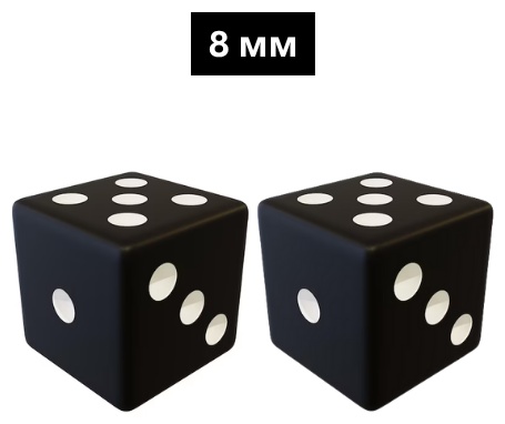 Игральные кости D6 шестигранные зарики 8 мм 2 шт черные