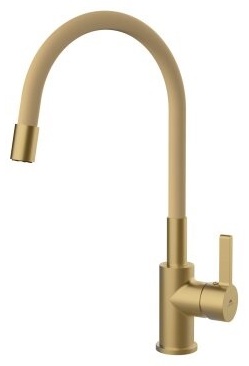 Смеситель с гибким изливом Rubineta FL300GD8, латунь, цвет золотой