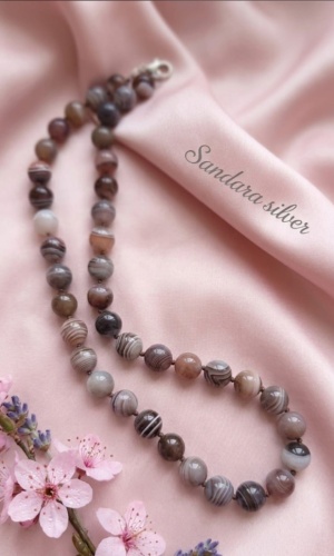 Бусы SANDARA silver “Агатовая дымка” длина 50 см вес 6.28 г серебро, агат