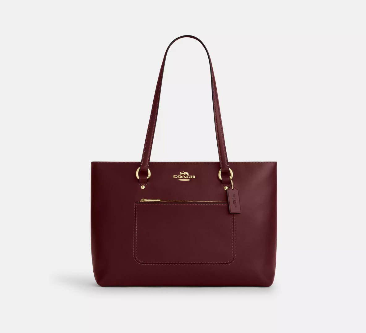 Сумка тоут Coach натуральная кожа бордовый