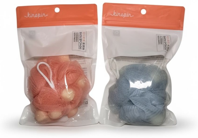 KINEPIN губка для тела, для душа розовый, голубой 2 шт