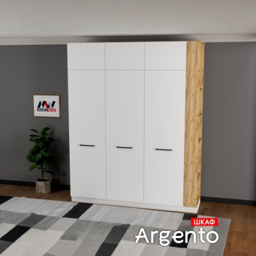 Распашной шкаф MEBELWAM Argento, 200x250х53.6 см, белый, коричневый