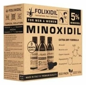 FOLIXIDIL Minoxidil 5% Extra Dry Formula сыворотка 3 шт по 60 мл