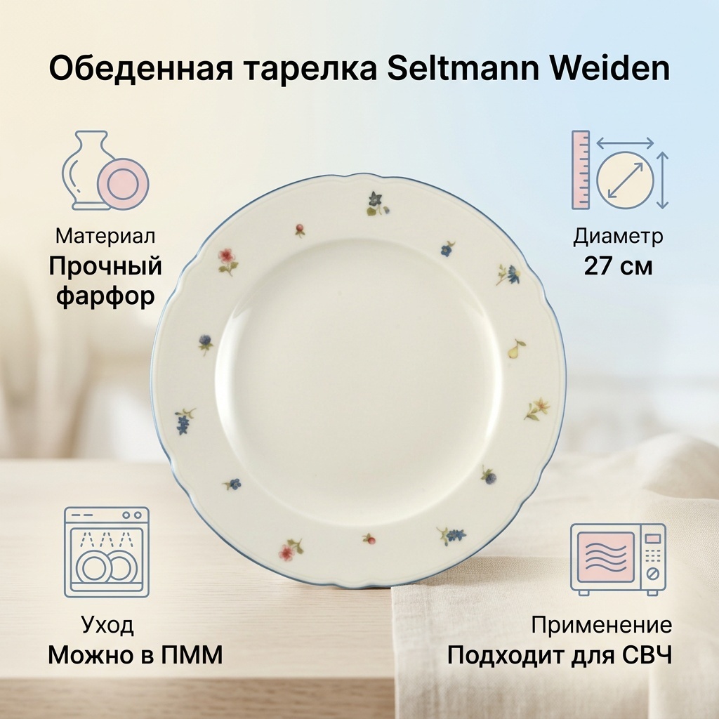 Обеденная тарелка Seltmann Weiden 27 см, 1 шт, фарфор