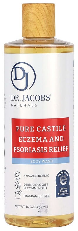 Dr. Jacobs Naturals Гель для душа, очищающий от кастильской экземы и псориаза, без отдушек, 473 мл (16 унций) гель 473 мл