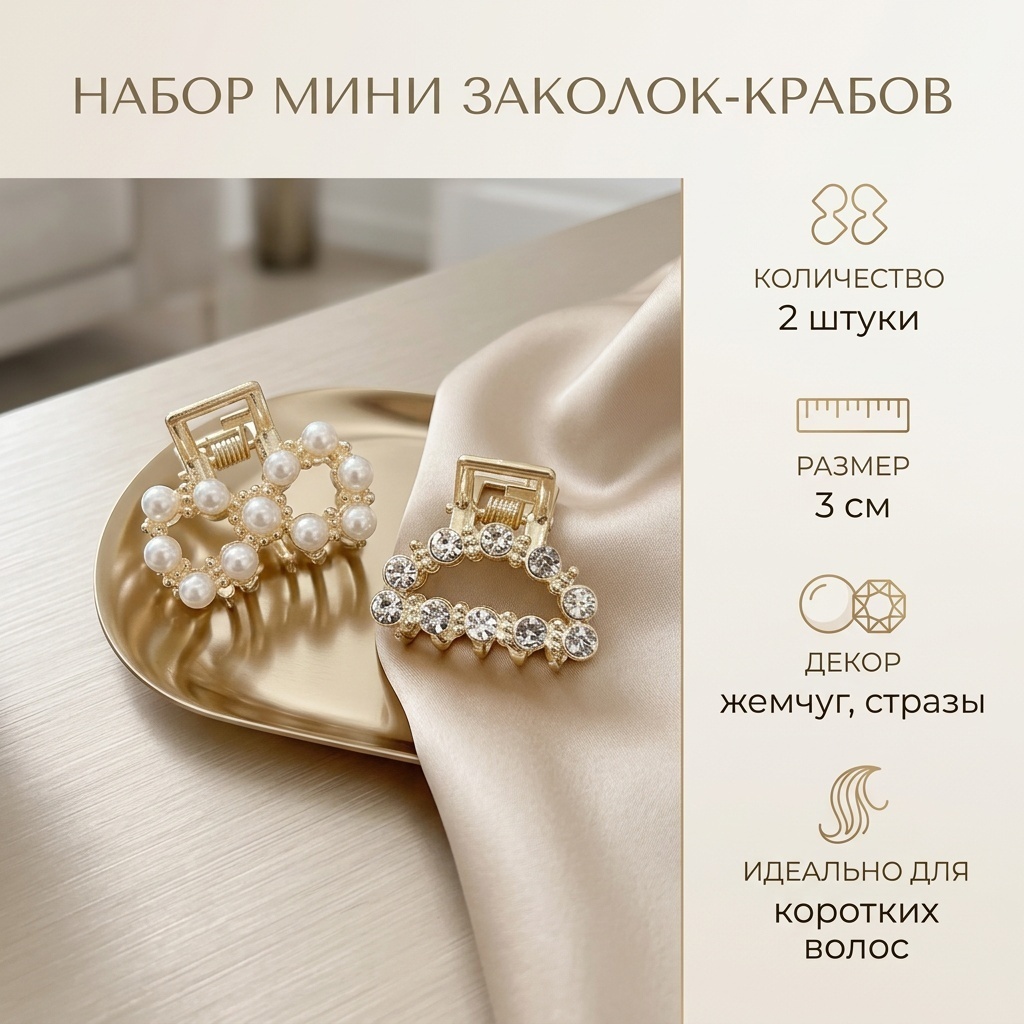 Заколка краб 2 шт