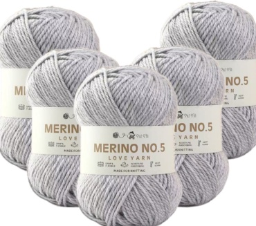 Merino5 мериносовая шерсть 511-серый-100гр-230м-5мотков