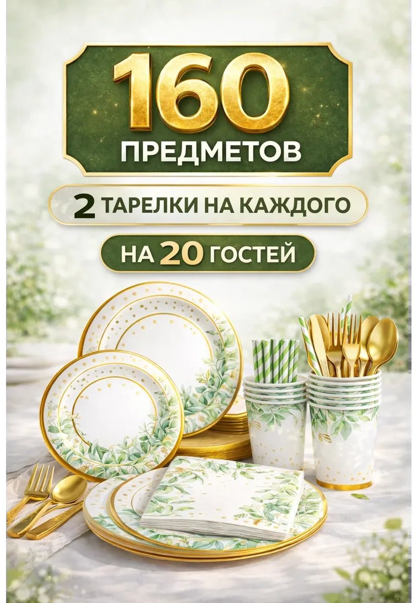 Набор посуды 413698401 белый 160 шт