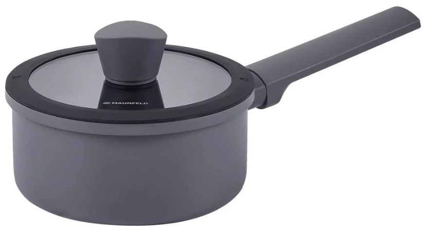 Ковш MAUNFELD ASTRID MF16ASTR1SP из кованого алюминия со стеклянной крышкой, 16 см, 1,5 л