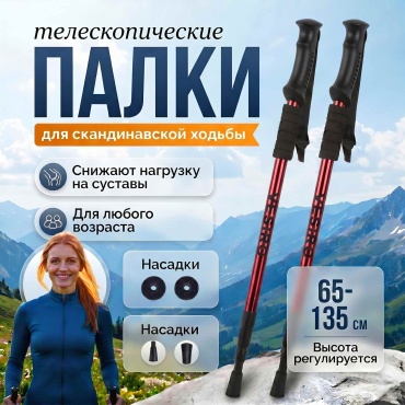 VESIRO Телескопические палки VESIRO Скандинавские палки RED 65-135 см