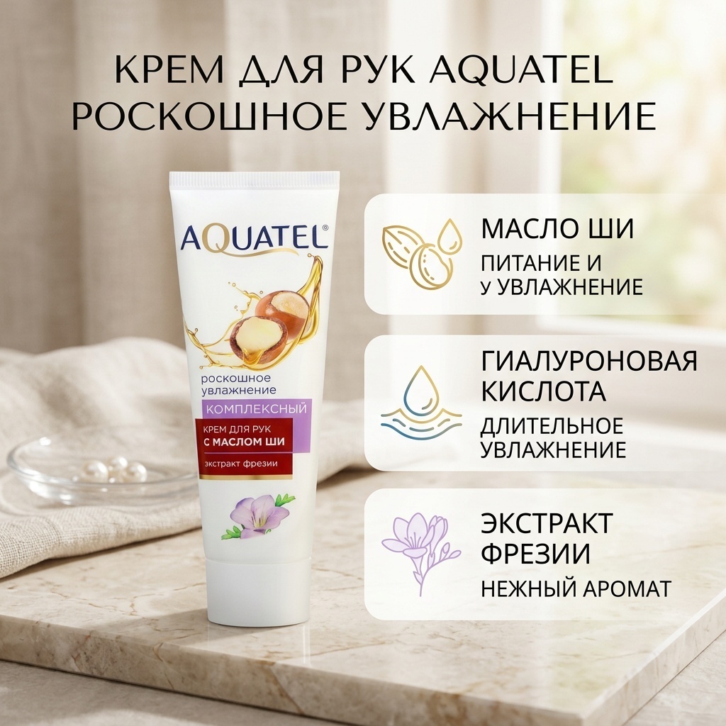 Aquatel Роскошное увлажнение с экстрактом фрезии крем для рук 75 мл