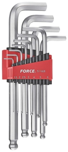 Шестигранный ключ Г-образный Force арт.5116LB, 11 шт