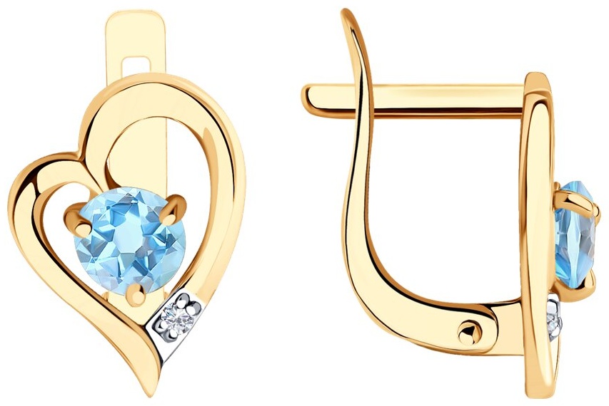 Серьги Diamant 682038 вес 1.46 г золото, топаз