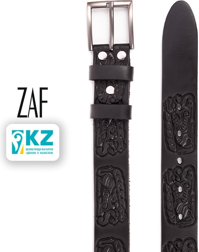Ремень ZAF Leather натуральная кожа 120 см черный