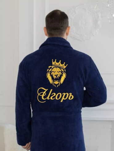 Махровый халат синий