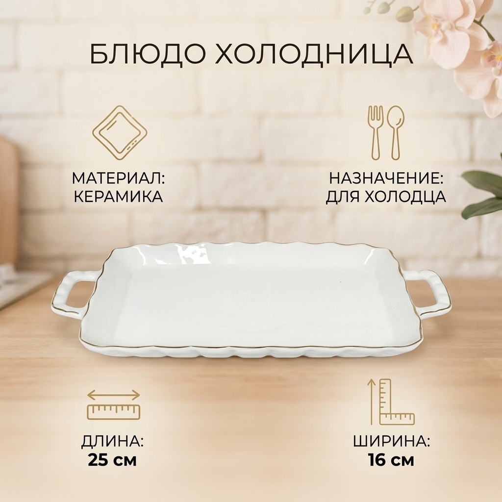 Блюдо 25х16 см, керамика, 1 шт