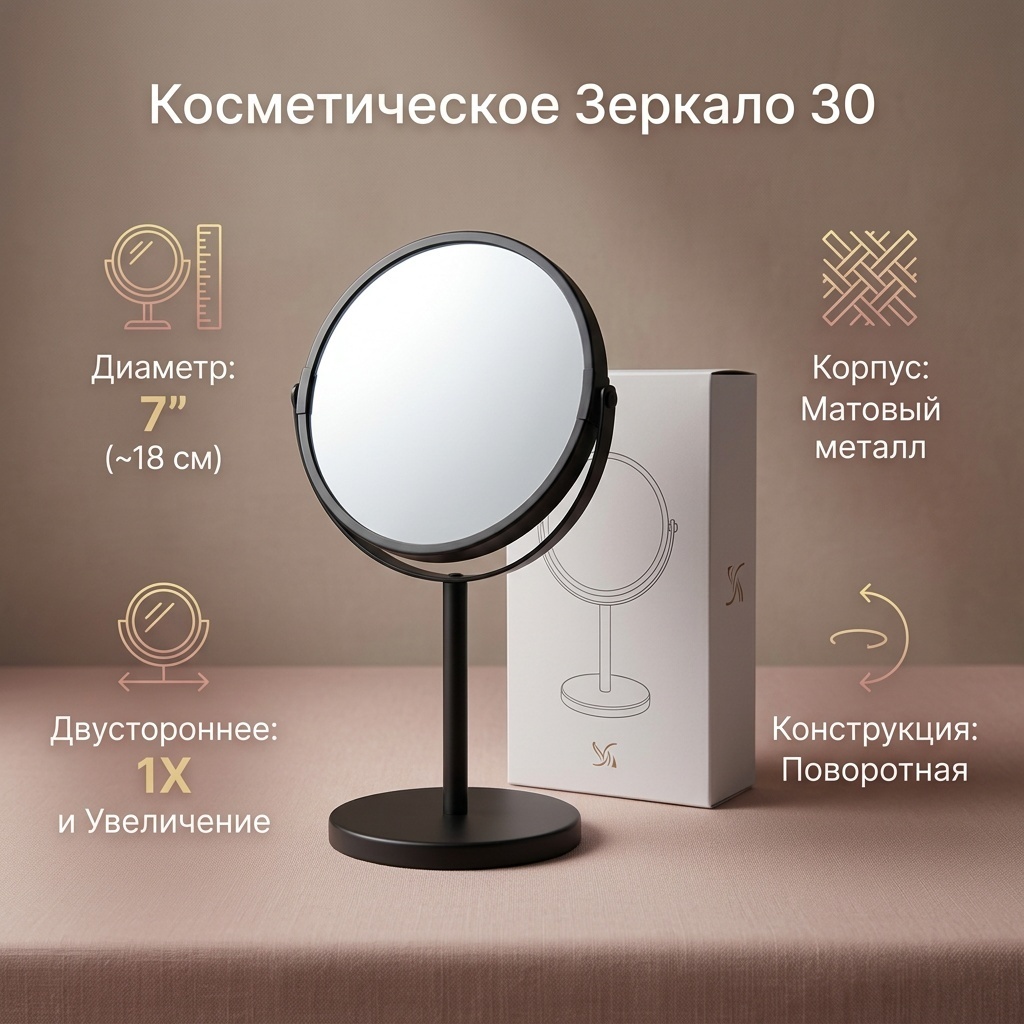 Зеркало настольное косметическое 30