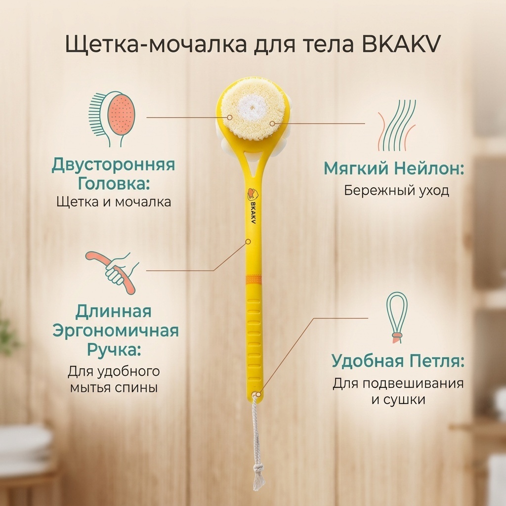 Щетка для тела, универсальное желтый 1 шт
