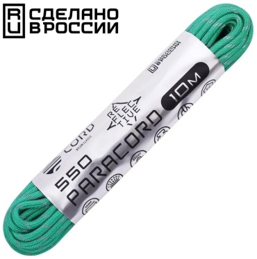 CORD Паракорд 550 CORD nylon 10м RUS световозвращающий (emerald green) зеленый 10 м
