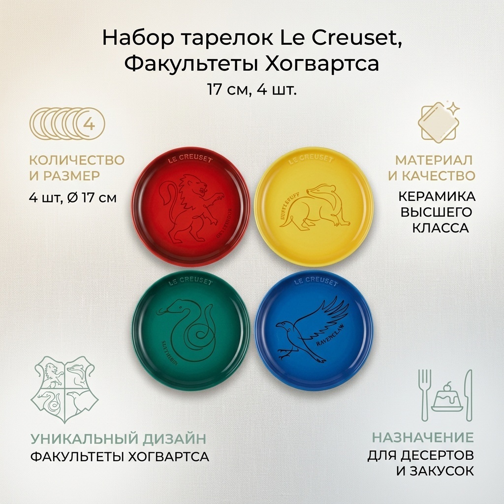 Набор тарелок 17 см, 4 шт, керамика