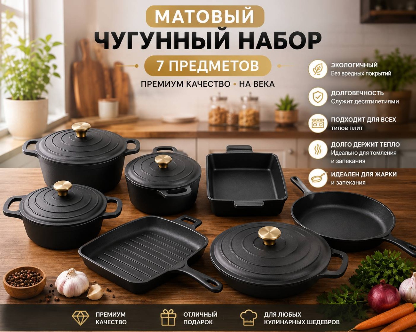 Набор кастрюль 7 в 1