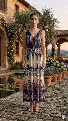 Сарафан FASHION синий, айвори