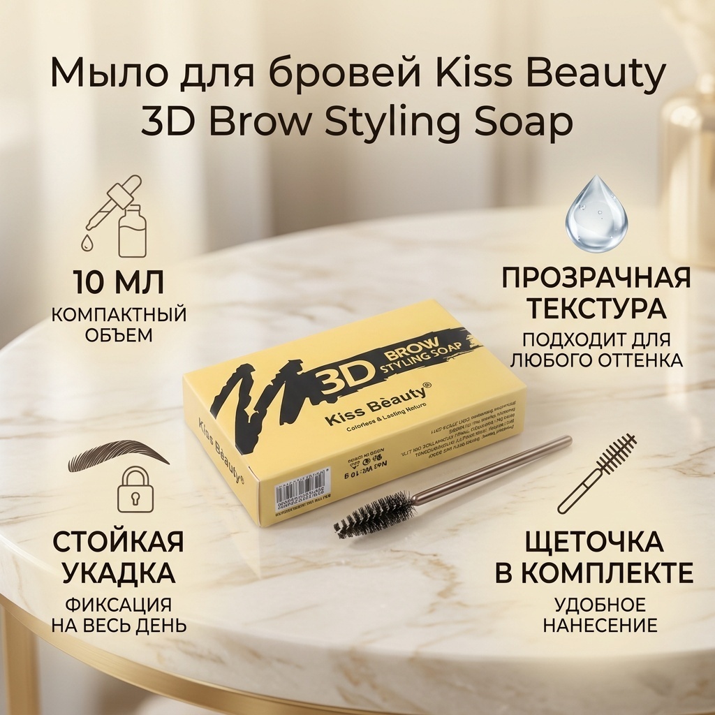 Kiss Beauty мыло 3D Brow Styling Soap прозрачный 10 мл