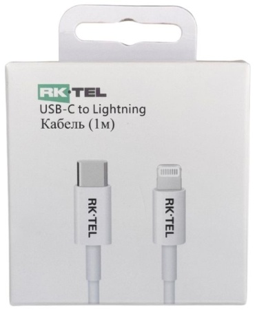 Кабель RK-TEL USB TypeC (M), Lightning (M), 1 м, белый