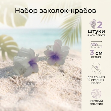 Accessories заколка краб 2 шт, белый, фиолетовый