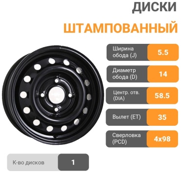 ТЗСК ВАЗ/LADA 5.5x14/4x98 D58.5 ET35 1 диск черный