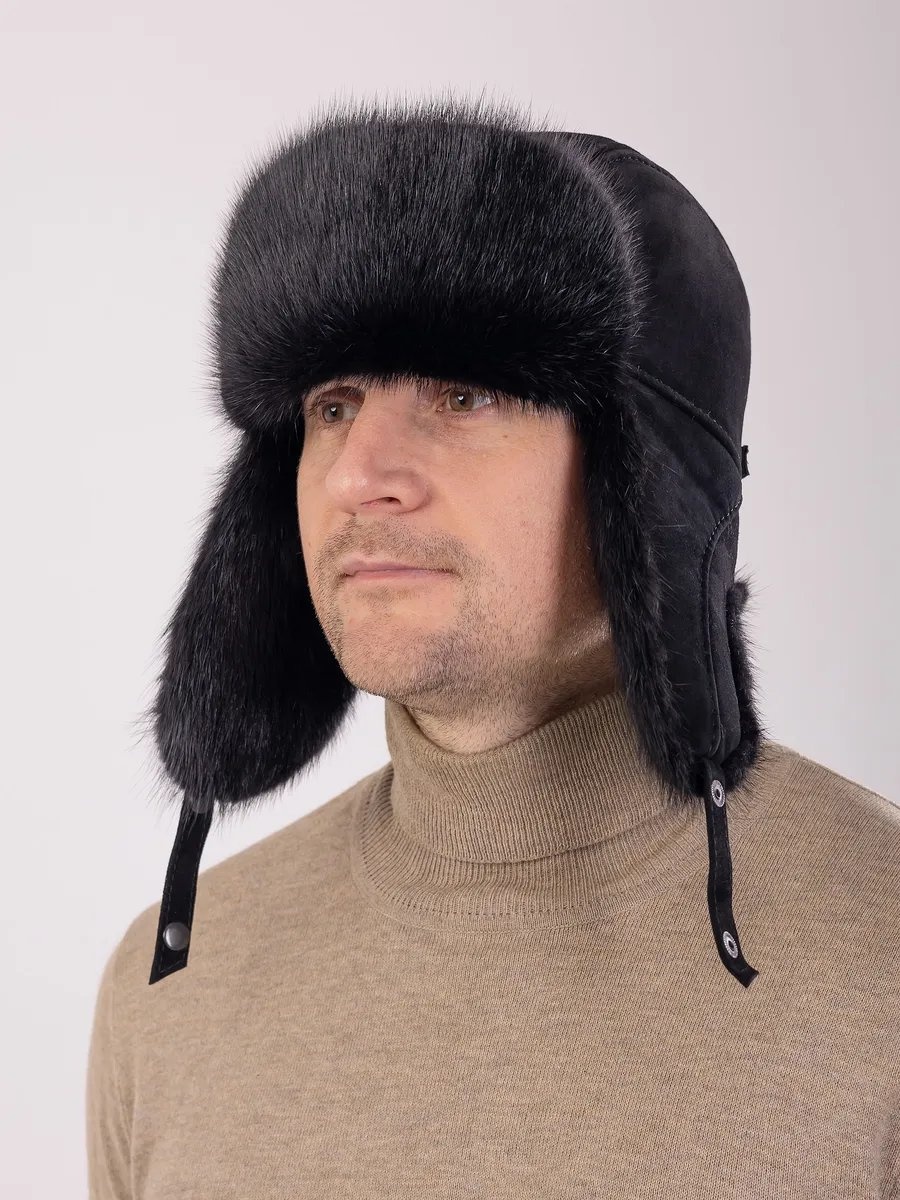 Шапка-бини LUXURY FUR HATS размер 58, черный