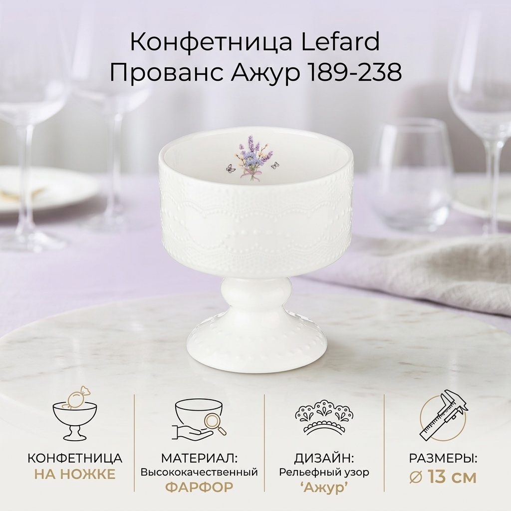 Lefard конфетница Прованс Ажур 189-238 круглая 1 шт