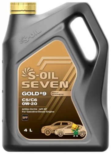 Синтетическое S-OIL Масло моторное GOLD #9 C5/C6 0W-20 0W-20 4 л