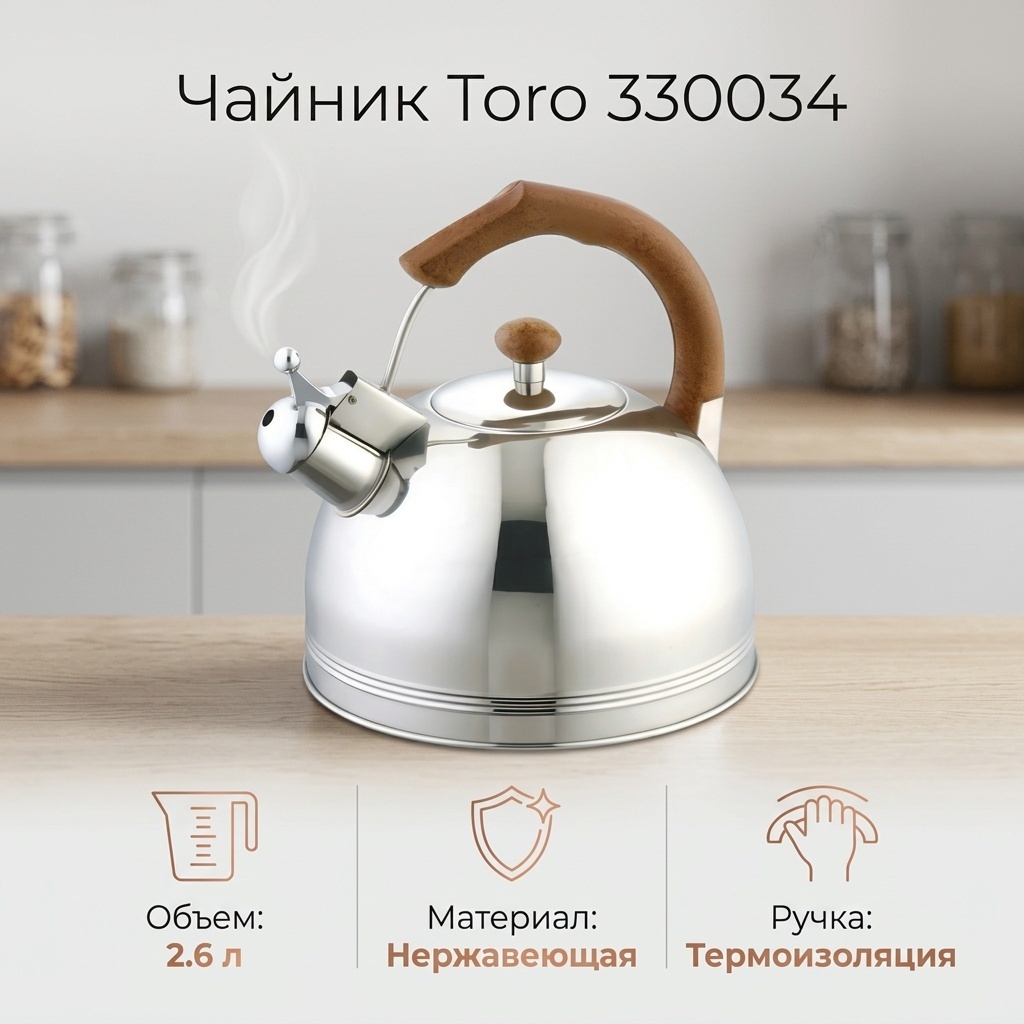 Toro чайник 330034 2.6 л, нержавеющая сталь