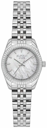 Кварцевые Polo Club Наручные часы JG.POLO CLUB 1125 S04649M.1 женские кварцевые серебристые с перламутровым циферблатом нержавеющая сталь