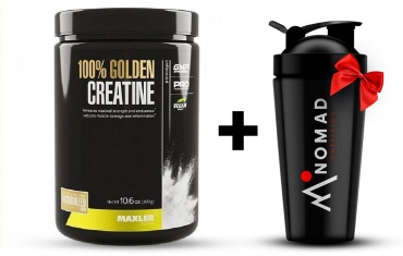 Креатин Maxler 100% Golden Creatine + Шейкер Nomad нейтральный 300 г