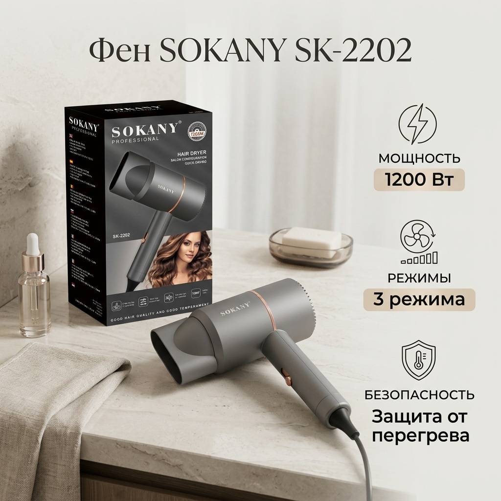 SOKANY SK-2202 фен серый