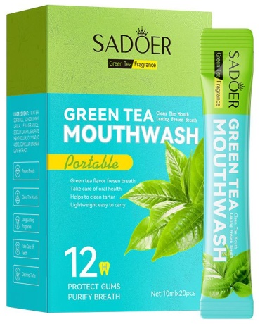 SADOER бальзам для десен Grape and green tea fresh mouthwash с виноградом и зеленым чаем 10 мл