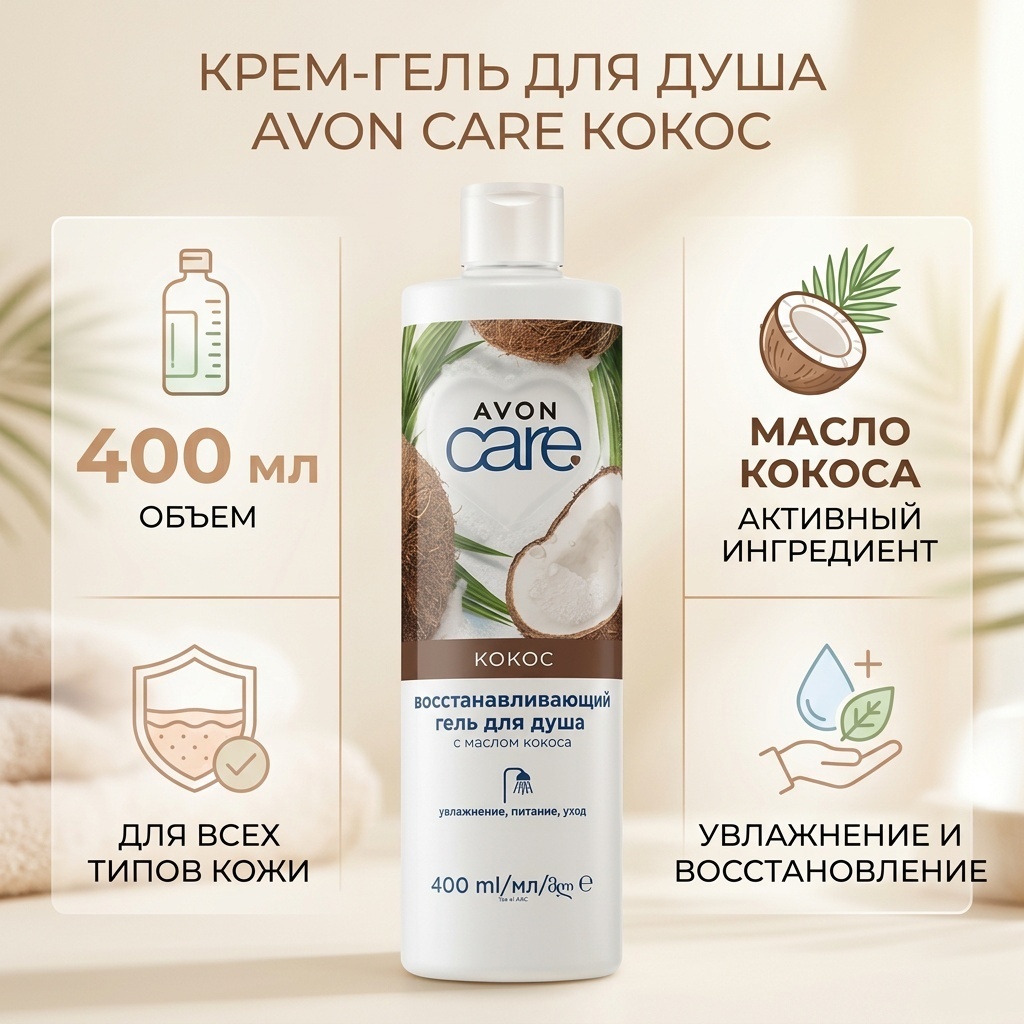 Avon Care Восстановление масло кокоса крем-гель 400 мл
