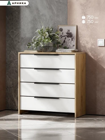 Комод ADKmebel Furvio12, 75x33x75 см, белый, золотой
