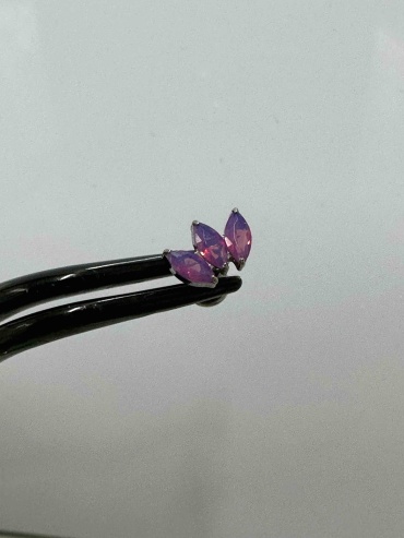 Лабрет титановый сплав, аквамарин, 8 mm